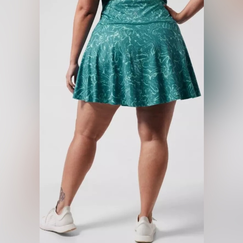 NWT Athleta Ace Printed Tennis Skort 13.5" Teal Ripple Marble Borealis Size 3X